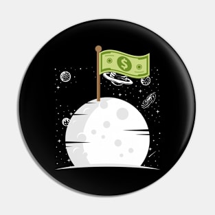 Space Money – Dollar Sign On A Moon Surface Space Lover Pin