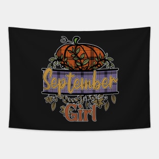 September Girl, Plaid Cottagecore, Autumn Fall Tapestry