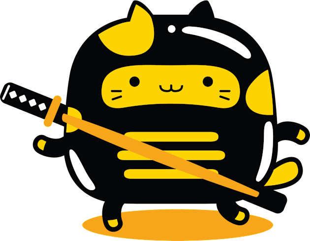 yellow cat ninja profession Kids T-Shirt by MEDZ