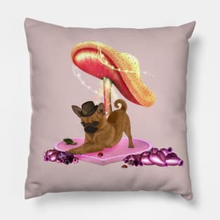 Cute little shihuahua pug with hat Pillow