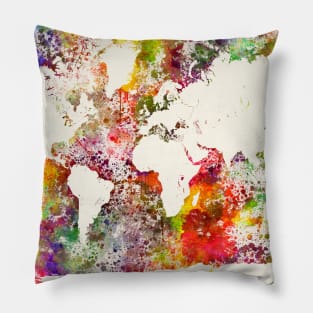 World Map watercolor 03 Pillow