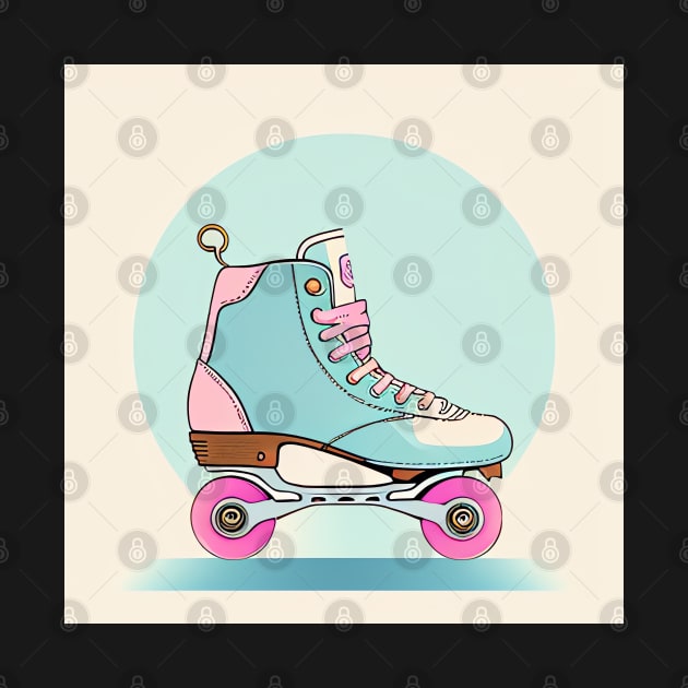 Pastel Blue Vintage Roller Skates Pop Art by thejoyker1986