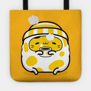 yellow cat hello winter Tote