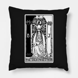 II. The High Priestess Tarot Card | Black and White Pillow