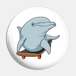 Dolphin as Skater with Skateboard Pin