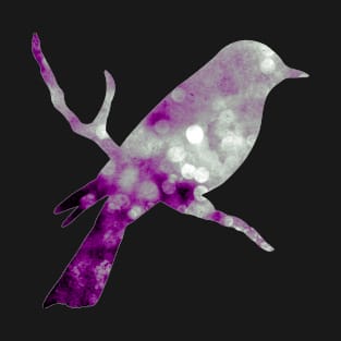 Asexual Pride Bird on a Branch Silhouette T-Shirt