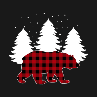 Buffalo Plaid Bear Christmas Trees Pajama Family Xmas T-Shirt