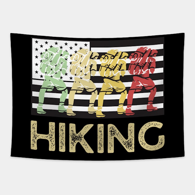 Hiking Team Vintage American Flag Tapestry by JustBeSatisfied