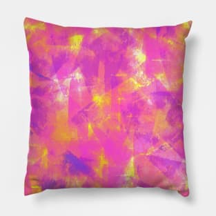 Layers Abstract Pink Purple Blue on Yellow Pillow