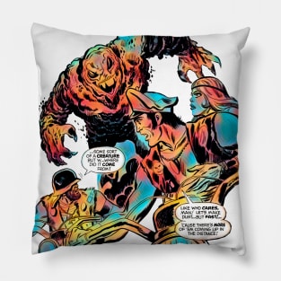 Motorcycles Monster Smoke Pollution Horror Fear Terror Comic Vintage Cartoon Pillow