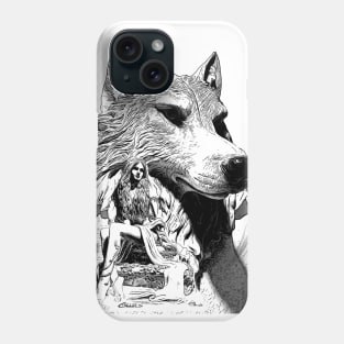 Monsters and Madonnas Original White Wolf Queen Ink Art Chris  Conidis Phone Case