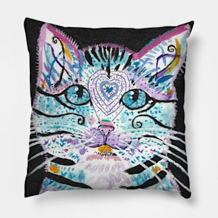 Colorful cat face Pillow