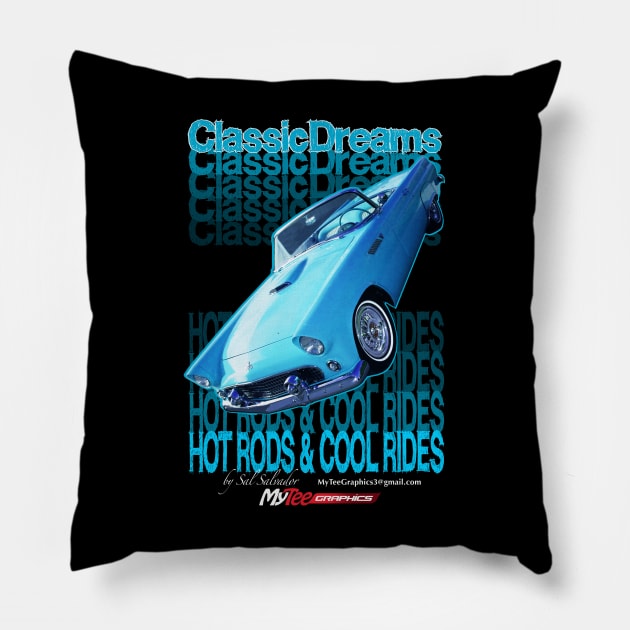 Classic Dreams Series - 1955 T-Bird Pillow by MyTeeGraphics