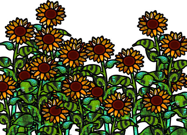 Sweet Sunflower Field Kids T-Shirt by artbyomega