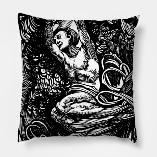 Winged Person with Skulls Pillow