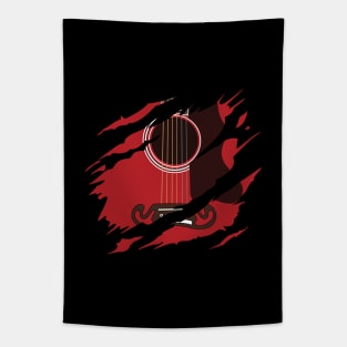 Ripped Acoustic Guitar Red Color Tapestry