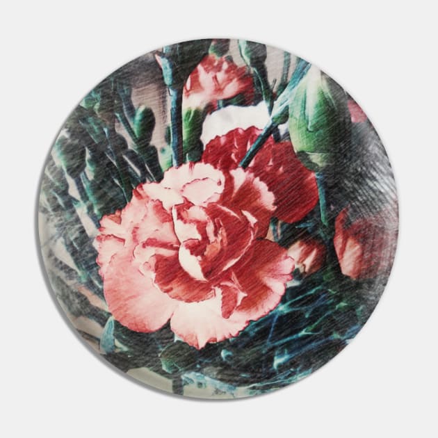 Red carnation Pin by Tomoe Ren