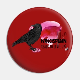 Wingsplain Raven Eating Nectar - Wingspan Board Game Pin