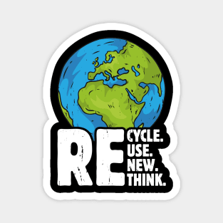 RE Cycle Use New Think Funny Recycle Reuse Renew Rethink EarthDay Retro Vintage Magnet