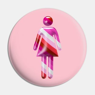 Female icon in Lesbian lipstick flag colors for LGBTQ+ diversity Pin