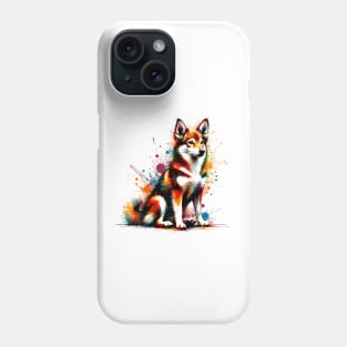 Colorful Norwegian Lundehund in Abstract Splash Paint Art Phone Case