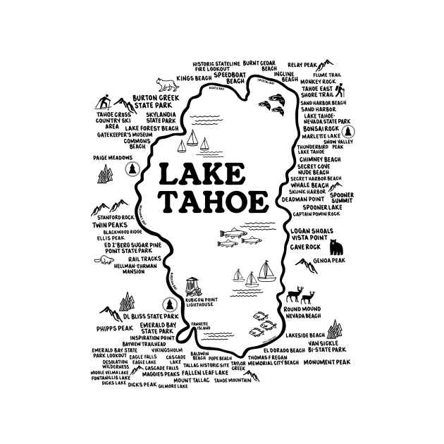 Lake Tahoe Map by fiberandgloss