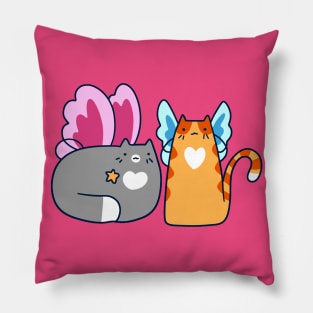 Fairy Tabby and Tuxedo Cat Pillow