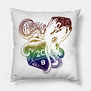 Fathomless D20: dnd 5e warlock dice Dark rainbow text Pillow