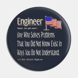 Funny Engineer Definition Awesome Engineering Gift With Us Flag Graphic Pin