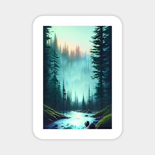 Crystal Clear Water Nature Forest Landscape Magnet