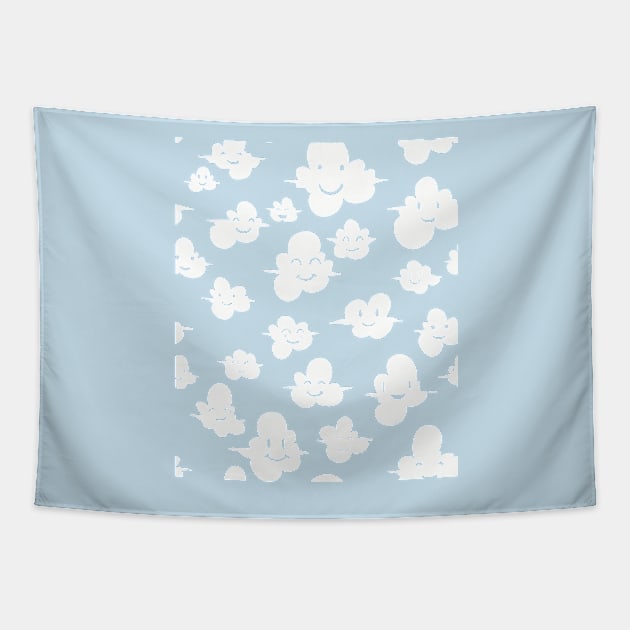 Happy Little Clouds Pattern Tapestry by SubtleSplit