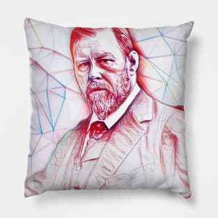 Bram Stoker Portrait | Bram Stoker Artwork Line Art Pillow