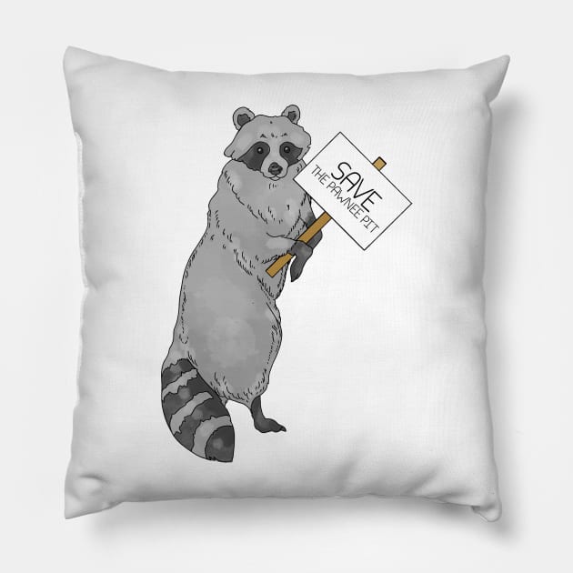 Parks and Rec Raccoon Pillow by Eyeballkid-