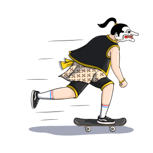 Wayang character playing skateboard T-Shirt