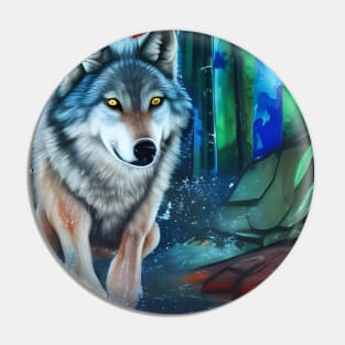 Safety mantra with wolf Pin