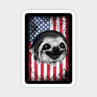 Patriotic Sloth American Flag Magnet