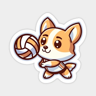 Cute Corgi Volleyball Player Magnet