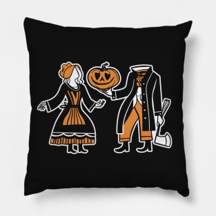 Headless Horseman Finds Love - Orange and White Design Pillow