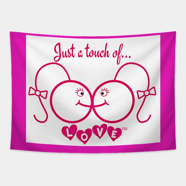 Just A Touch of LOVE - LGBTQIA+ - Females and Vertical Rainbow - Double-sided Tapestry by SubversiveWare