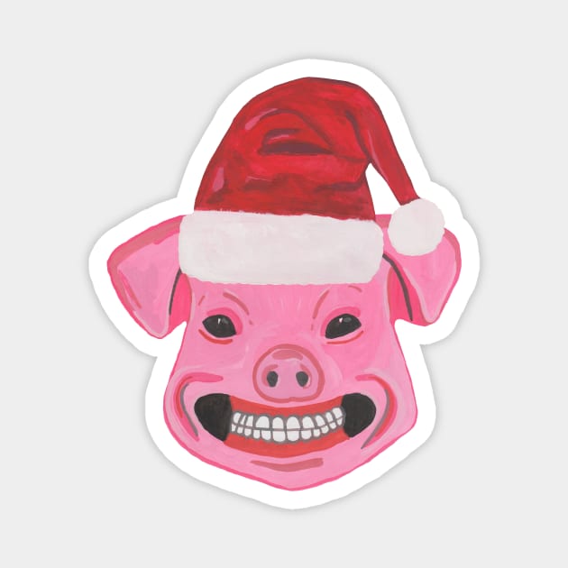 Christmas Santa Pig Magnet by deadblackpony