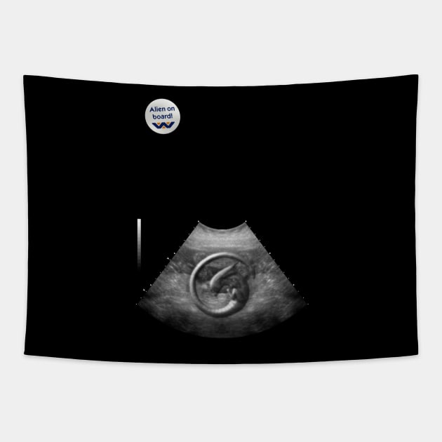 Alien on Board - Ultrasound - badge variant Tapestry by adam@adamdorman.com