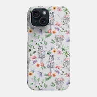 Pink Yellow Flower Rabbit Pattern Phone Case