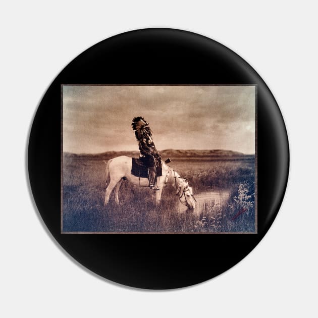 Native American on Horseback, Oasis in the Badlands 1905 Edward S Curtis Pin by rocketshipretro