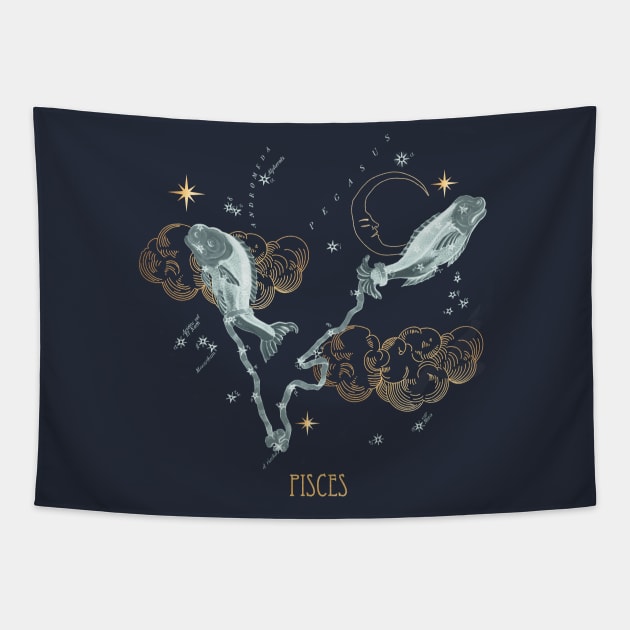 Pisces Constellation Tapestry by Darkstar Designs
