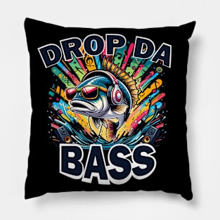 Drop Da Bass Funny Fish Pun Pillow