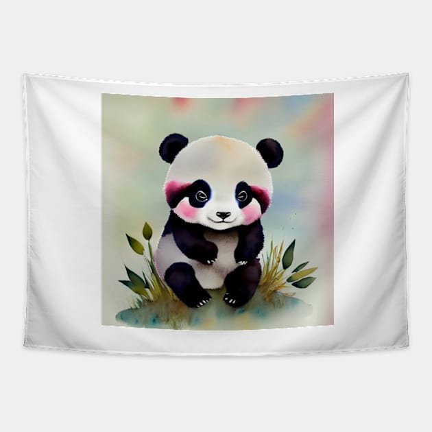 Cute Baby Panda Art 2 Tapestry by cutiepeaupies