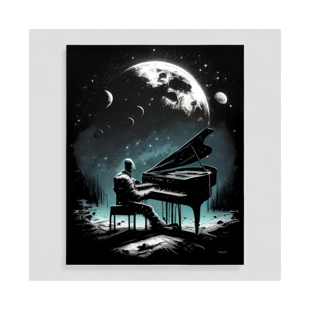 Spaceman playing the piano by teresawingarts