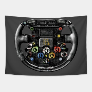 Retro F1 Steering Wheel Tapestry