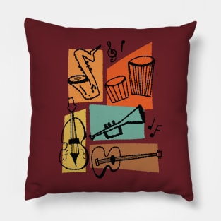 Mid Century inspired Musical Instruments Pillow