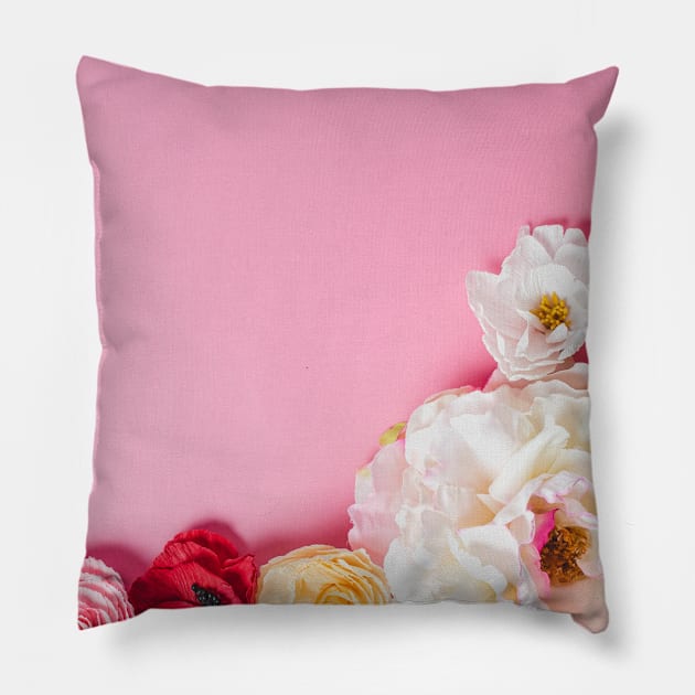 Pretty Pink Flowers Pillow by NewburyBoutique